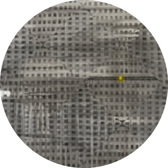 Circular view of a cityscape with tall buildings