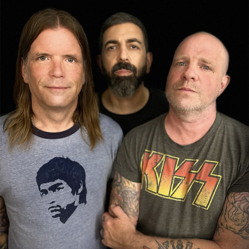 Image of Borracho - a new ONE on Stage band. Three people looking at camera with a black background. 