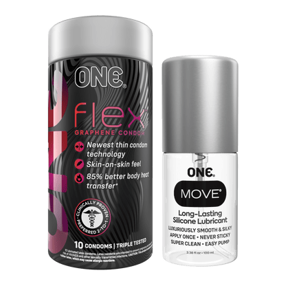 Flex Graphene Condoms + Move Lubricant by ONE | Ultra-Thin Plus Lubricant Flex Graphene Condoms + Move Lubricant by ONE | Ultra-Thin Plus Lubricant
