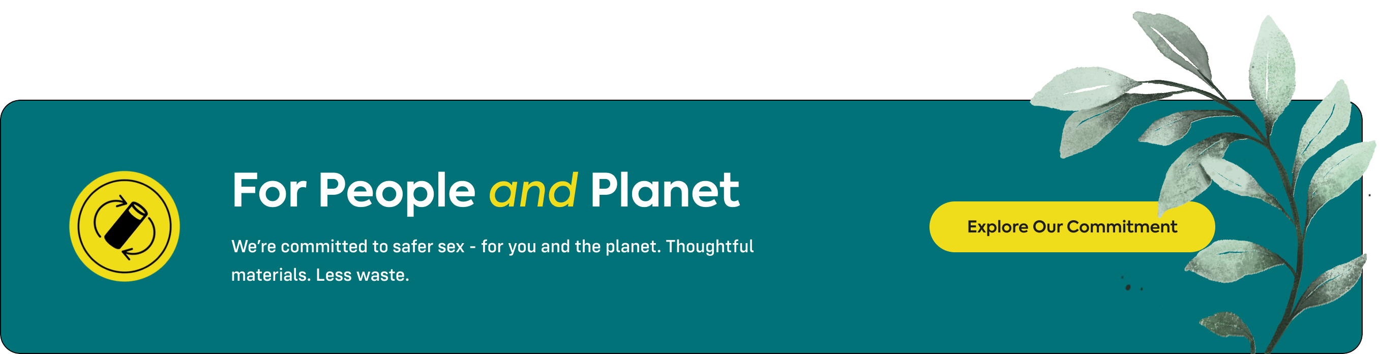 Logo and text 'For People and Planet' with a green background and leaf design.