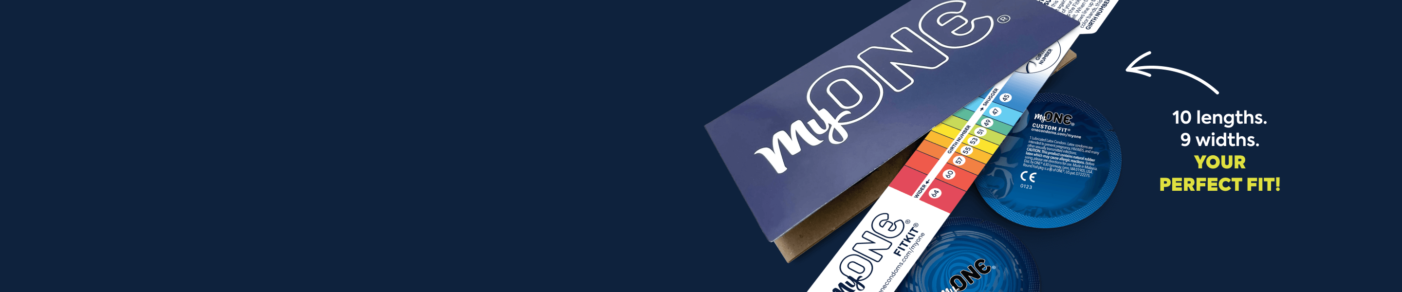 myONE dental floss packaging with colorful labels on a dark blue background