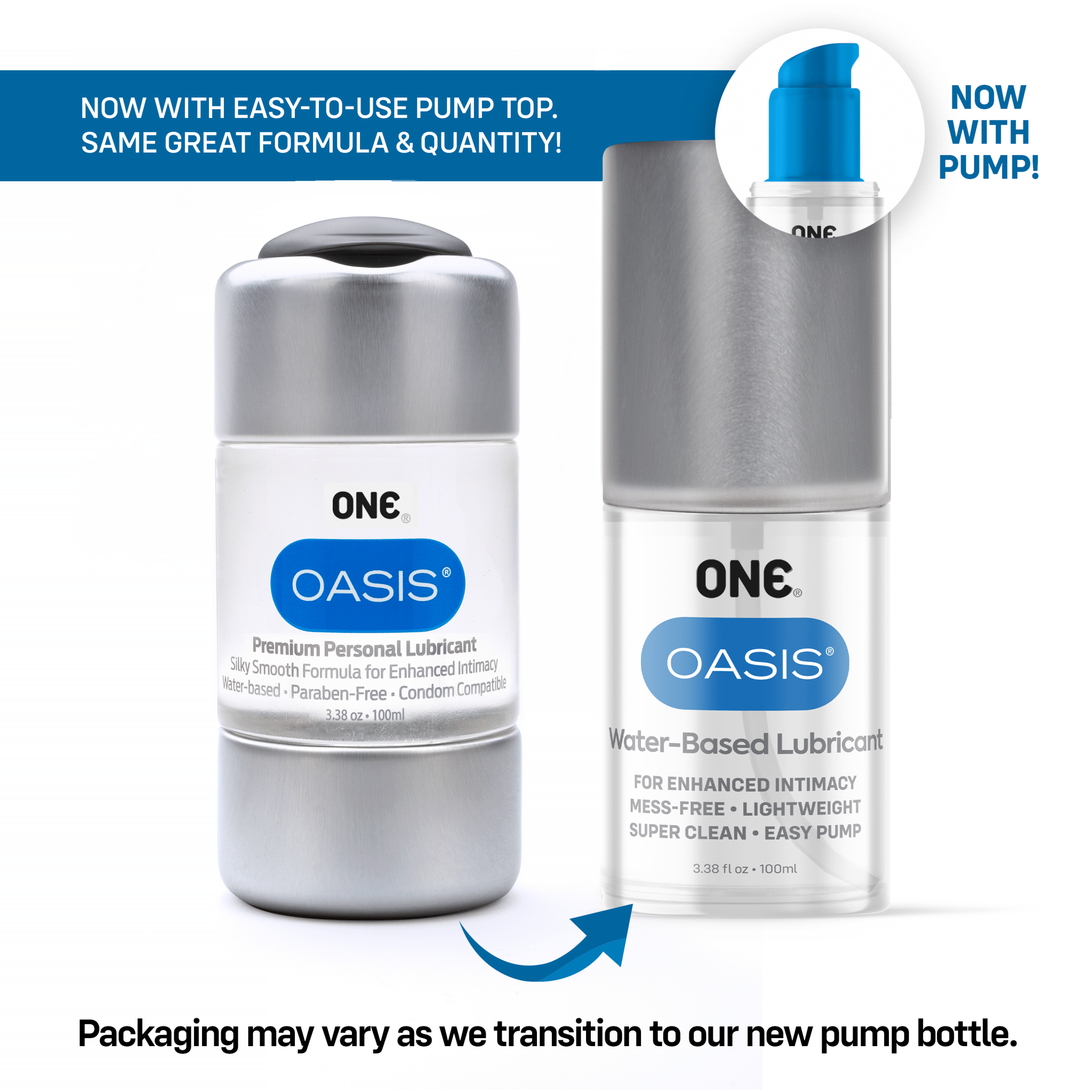 Oasis® Personal Water - Based Lubricant 3.38oz | Oasis® Personal Water - Based Lubricant 3.38oz ONE®