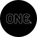 Black circle with 'ONE.' text in white